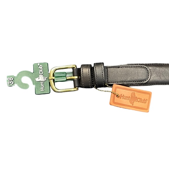 🔥🖤NWT Hunt Club size 38 black leather belt & brass buckle. Soft! Made in USA - Picture 1 of 7